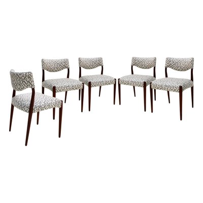 Mid-Century Scandinavian Mahogany Geometric Chairs, Denmark, 1950s, Set of 5-UZ-1003988