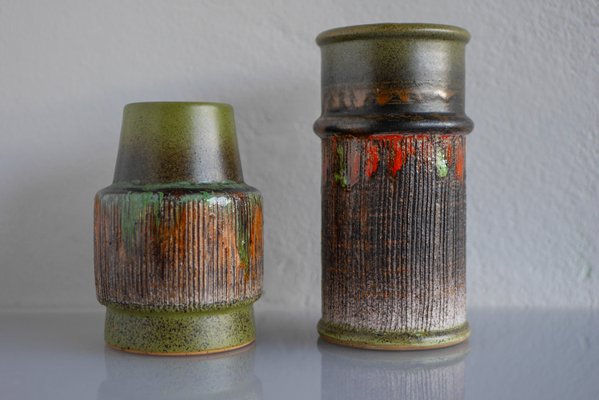 Mid-Century Scandinavian Modern Art Pottery Vases in Art Ceramic from Tilgmans, Sweden, Set of 2-JIE-2024665