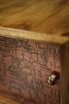 Mid-Century Scandinavian Modern Birch Sideboard with Copper Relief on the Front, 1960s-ZAA-1758141