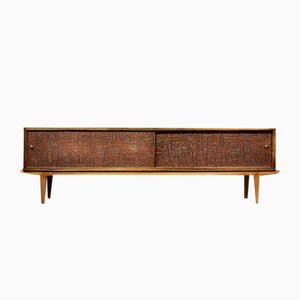 Mid-Century Scandinavian Modern Birch Sideboard with Copper Relief on the Front, 1960s-ZAA-1758141