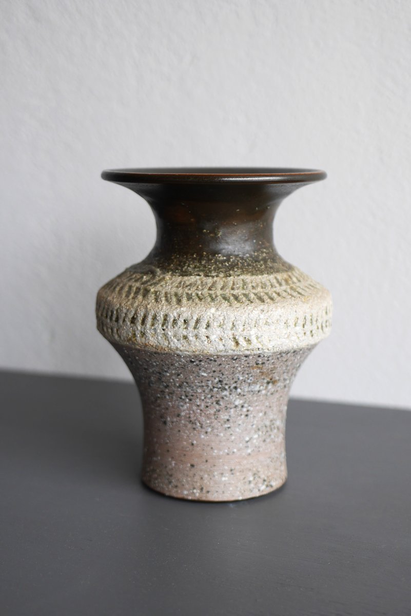 Mid-Century Scandinavian Modern Brutalist Art Pottery Vase by Thomas Hellström for Nittsjö, Sweden