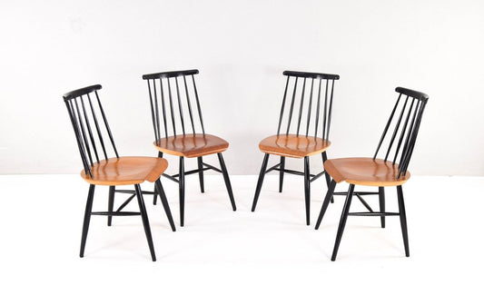 Mid-Century Scandinavian Modern Fanett Dining Chairs attributed to Ilmari Tapiovaara, Set of 4