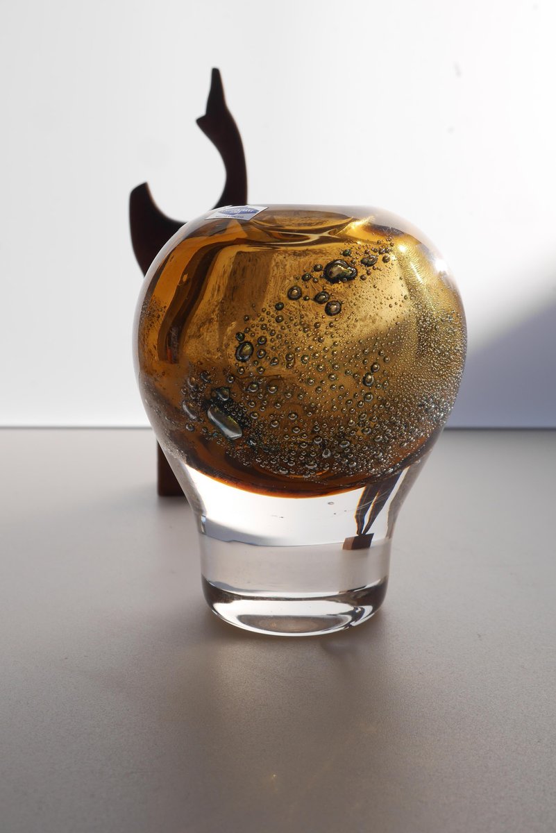 Mid-Century Scandinavian Modern Finnish Art Glass Vase by Heikki Orvola, 1974