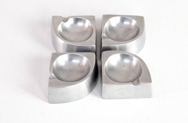 Mid-Century Scandinavian Modern Handcrafted Aluminum Four Piece Ashtray by Giancarlo Piretti for Castelli / Anonima Castelli, 1960s-IJF-1179374