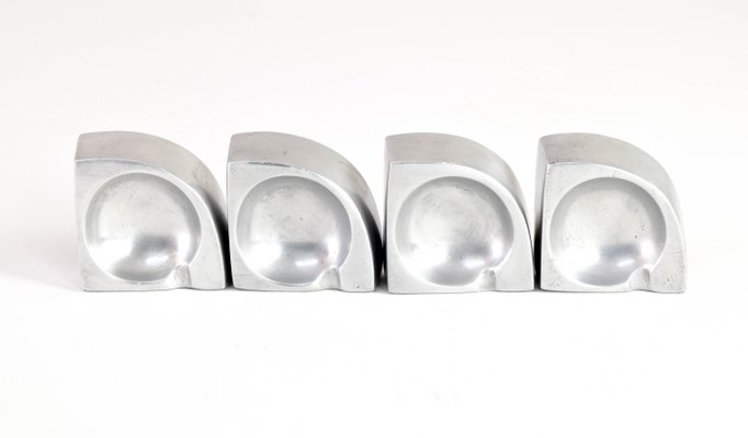 Mid-Century Scandinavian Modern Handcrafted Aluminum Four Piece Ashtray by Giancarlo Piretti for Castelli / Anonima Castelli, 1960s-IJF-1179374