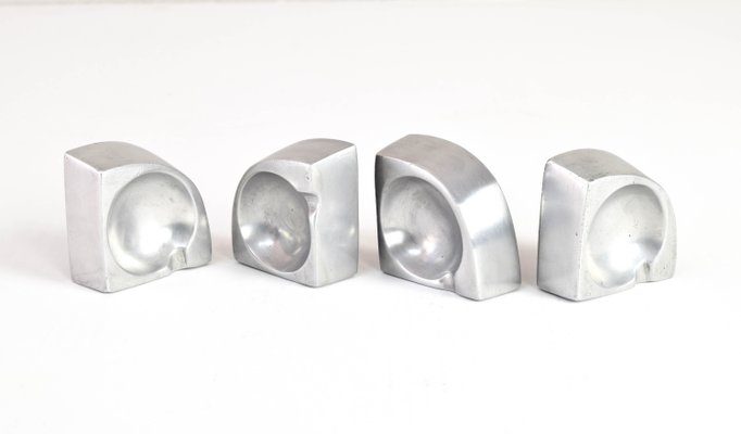 Mid-Century Scandinavian Modern Handcrafted Aluminum Four Piece Ashtray by Giancarlo Piretti for Castelli / Anonima Castelli, 1960s-IJF-1179374