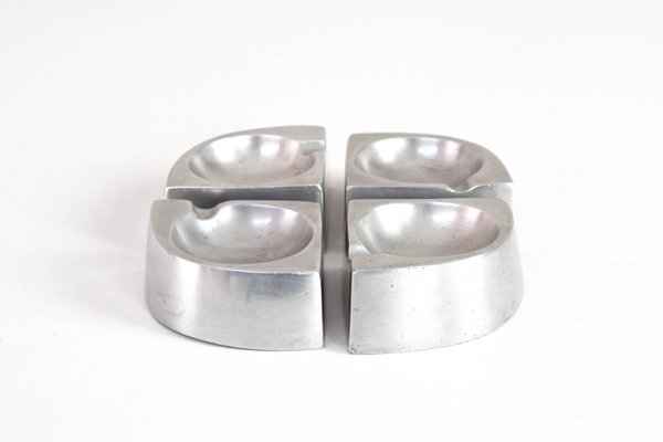 Mid-Century Scandinavian Modern Handcrafted Aluminum Four Piece Ashtray by Giancarlo Piretti for Castelli / Anonima Castelli, 1960s-IJF-1179374