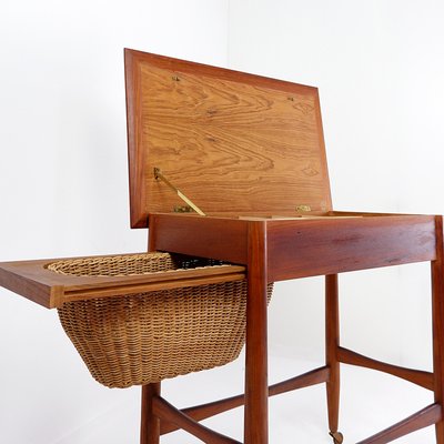 Mid-Century Scandinavian Modern Teak Sewing Basket End Table by Johannes Andersen-NYF-2018954