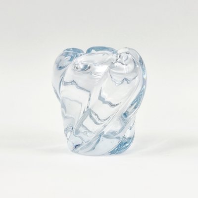 Mid-Century Scandinavian Modern Twisted Ice Blue Glass Vase by Edvin Öhrström for Orrefors, Sweden, 1960s-BMM-1812547