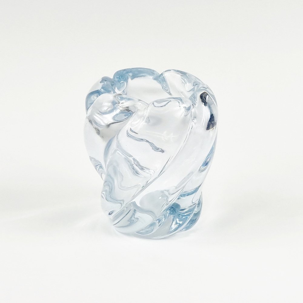 Mid-Century Scandinavian Modern Twisted Ice Blue Glass Vase by Edvin Öhrström for Orrefors, Sweden, 1960s