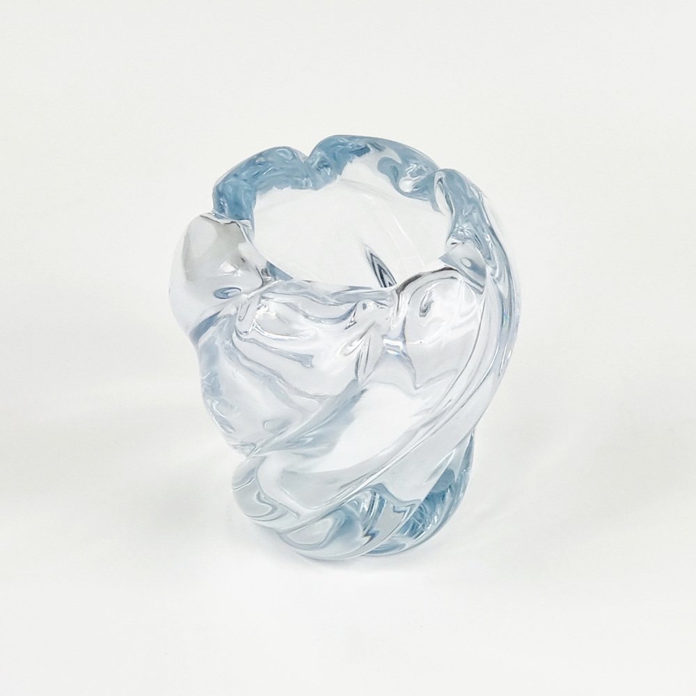 Mid-Century Scandinavian Modern Twisted Ice Blue Glass Vase by Edvin Öhrström for Orrefors, Sweden, 1960s