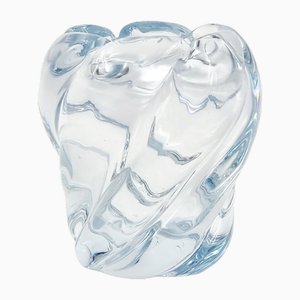 Mid-Century Scandinavian Modern Twisted Ice Blue Glass Vase by Edvin Öhrström for Orrefors, Sweden, 1960s-BMM-1812547