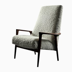 Mid-Century Scandinavian Modern White High Teak Armchair from Bröderna Andersson, 1960s-ZAA-1768382