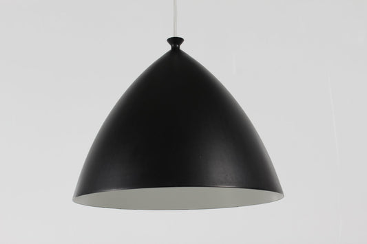 Mid-Century Scandinavian Pendant Black in Metal Bell Shape with Soft Curves by Jo Hammerborg, 1960s