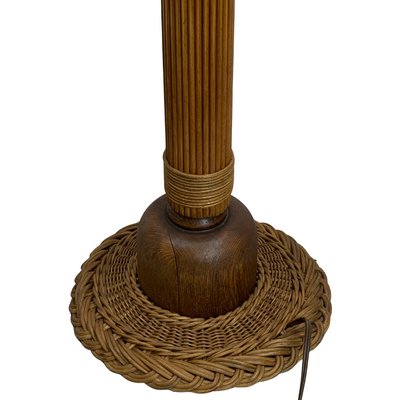 Mid-Century Scandinavian Rattan Wicker Mushroom Floor Lamp, 1960s-BHG-1365944