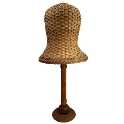 Mid-Century Scandinavian Rattan Wicker Mushroom Floor Lamp, 1960s-BHG-1365944