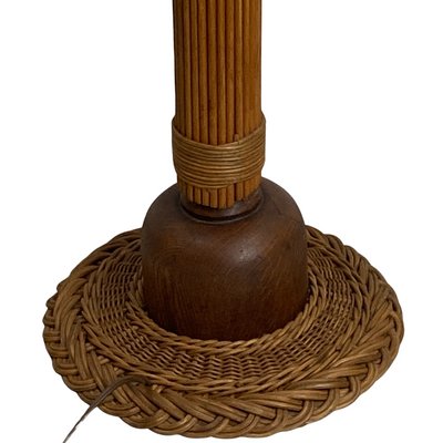 Mid-Century Scandinavian Rattan Wicker Mushroom Floor Lamp, 1960s-BHG-1365944