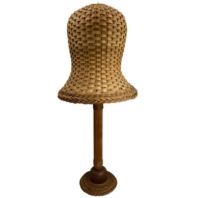 Mid-Century Scandinavian Rattan Wicker Mushroom Floor Lamp, 1960s-BHG-1365944