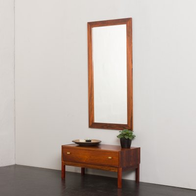 Mid-Century Scandinavian Rosewood Console with Mirror, Denmark, 1960s, Set of 2-UE-1724898