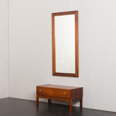 Mid-Century Scandinavian Rosewood Console with Mirror, Denmark, 1960s, Set of 2-UE-1724898