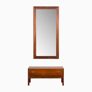 Mid-Century Scandinavian Rosewood Console with Mirror, Denmark, 1960s, Set of 2-UE-1724898