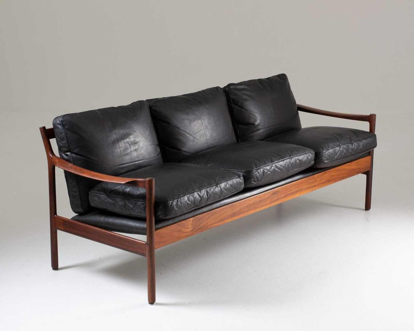 Mid-Century Scandinavian Rosewood & Leather Sofa by Torbjørn Afdal, 1960s