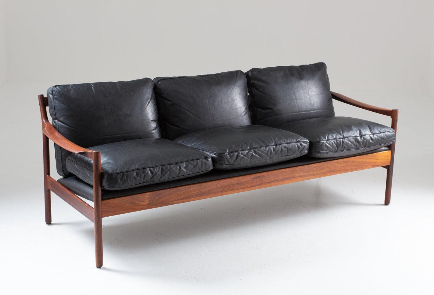 Mid-Century Scandinavian Rosewood & Leather Sofa by Torbjørn Afdal, 1960s