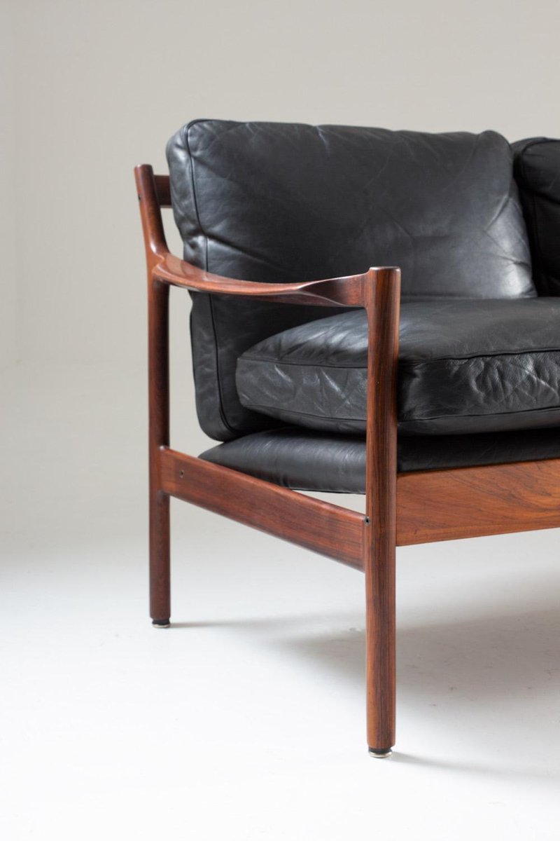 Mid-Century Scandinavian Rosewood & Leather Sofa by Torbjørn Afdal, 1960s