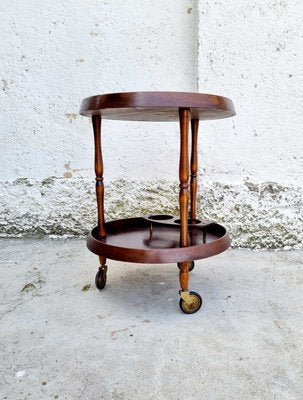 Mid-Century Scandinavian Round Teak Bar Cart, Italy, 1950s-PUG-988396