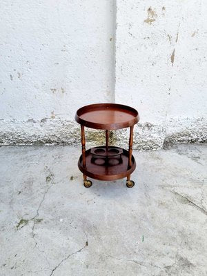 Mid-Century Scandinavian Round Teak Bar Cart, Italy, 1950s-PUG-988396