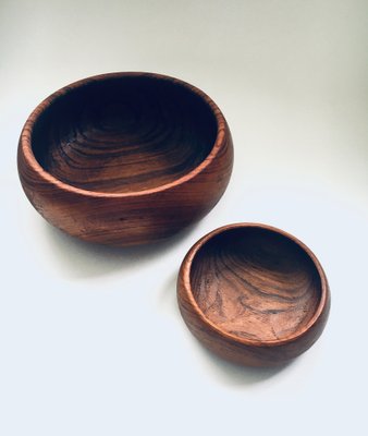 Mid-Century Scandinavian Round Teak Bowl Set, Denmark, 1960s, Set of 2-RQV-1238873