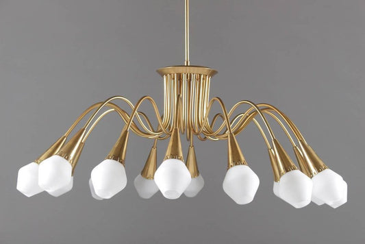 Mid-Century Scandinavian Starburst Chandeliers in Brass from Böhlmarks