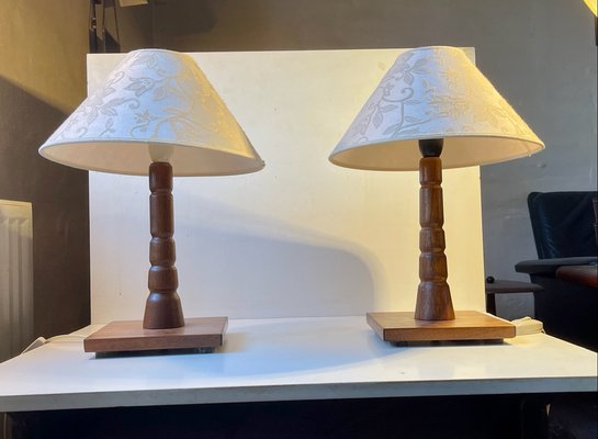 Mid-Century Scandinavian Table Lamps in Teak, 1960s, Set of 2-LCR-1182892