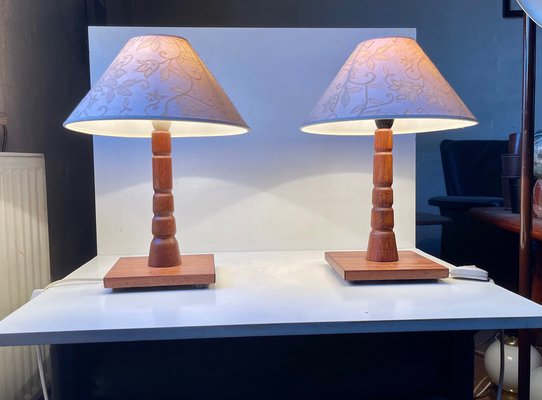 Mid-Century Scandinavian Table Lamps in Teak, 1960s, Set of 2-LCR-1182892