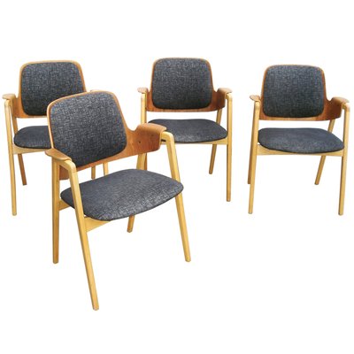 Mid-Century Scandinavian Teak and Beech Armchairs by Elias Barup for Gärsnäs, Set of 4-YGE-580462