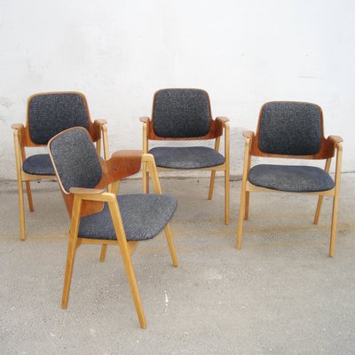 Mid-Century Scandinavian Teak and Beech Armchairs by Elias Barup for Gärsnäs, Set of 4-YGE-580462