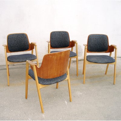 Mid-Century Scandinavian Teak and Beech Armchairs by Elias Barup for Gärsnäs, Set of 4-YGE-580462