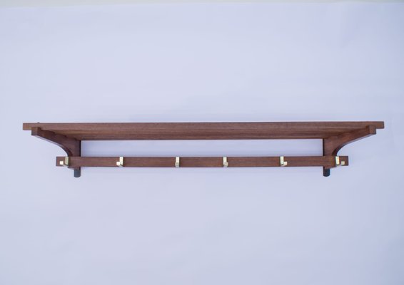 Mid-Century Scandinavian Teak and Brass Coat Rack, 1960s-KQB-554365