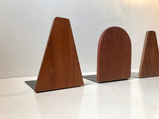 Mid-Century Scandinavian Teak Bookends, 1960s, Set of 3-LCR-976001