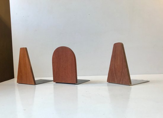 Mid-Century Scandinavian Teak Bookends, 1960s, Set of 3-LCR-976001