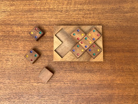 Mid-Century Scandinavian Teak Dice Game Toy Deco, 1960s-UAH-1365926