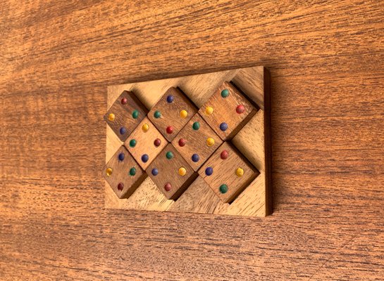 Mid-Century Scandinavian Teak Dice Game Toy Deco, 1960s-UAH-1365926