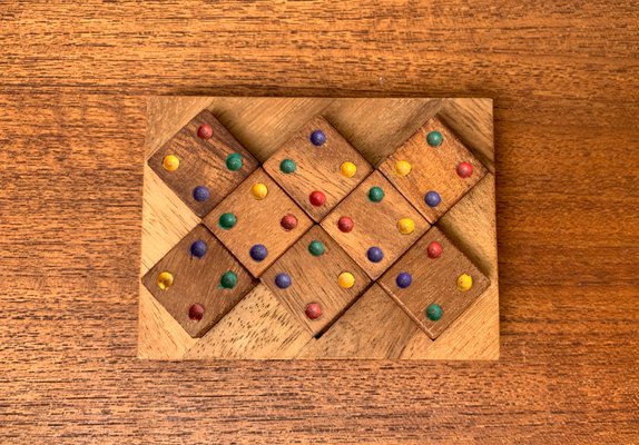 Mid-Century Scandinavian Teak Dice Game Toy Deco, 1960s-UAH-1365926