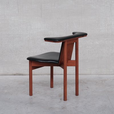 Mid-Century Scandinavian Teak & Leatherette Desk Chair-JRP-1154897