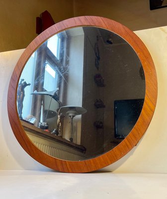 Mid-Century Scandinavian Teak Round Wall Mirror, 1960s-LCR-1088209