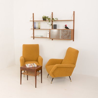 Mid-Century Scandinavian Teak Wall Unit with Glass Doors Cabinet, 1960s-UE-2036226