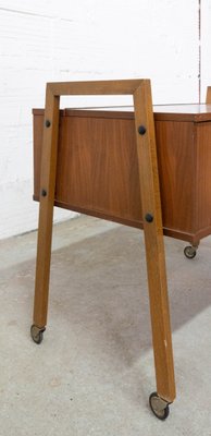 Mid-Century Scandinavian Teakwood Wheeled Side or End Table-RIU-1078169