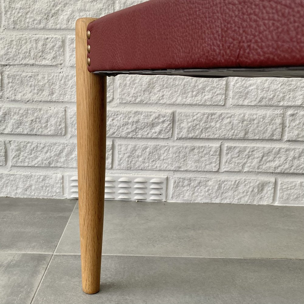 Mid-Century Scandinavian Triangular Stool in Oak and Leather, Sweden, 1960s