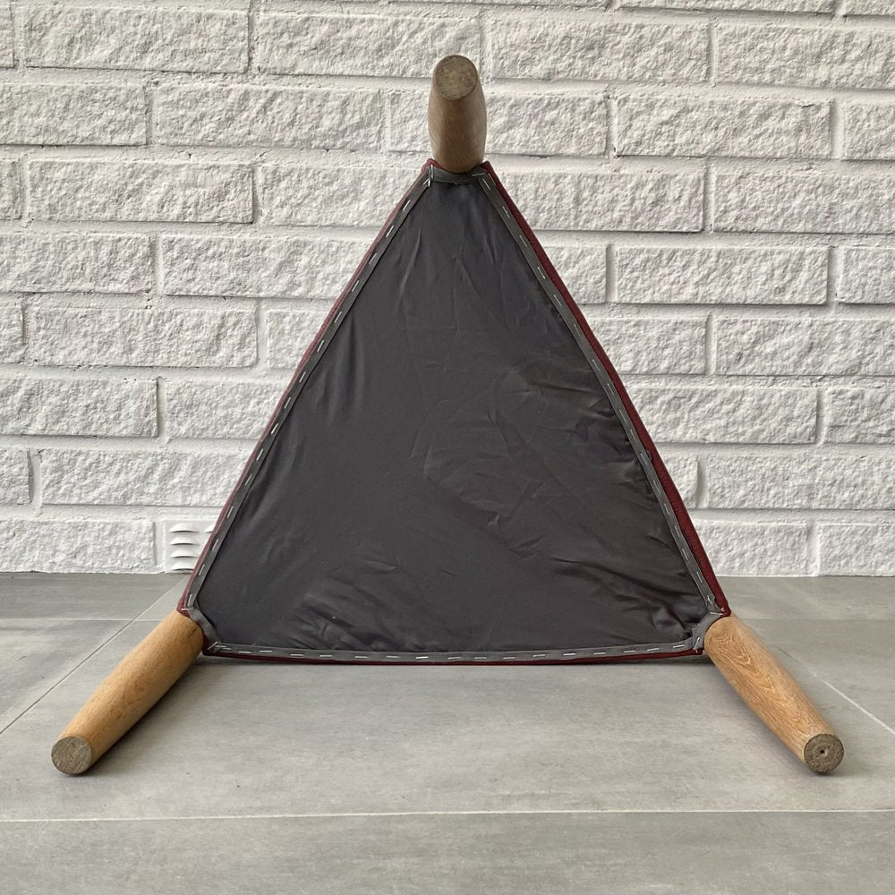 Mid-Century Scandinavian Triangular Stool in Oak and Leather, Sweden, 1960s