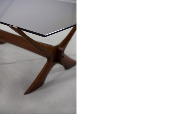 Mid-Century Scandinavian Walnut Condor Coffee Table by Fredrik Schriever-Abeln for Örebro Glass, 1960s-ZAA-1013088